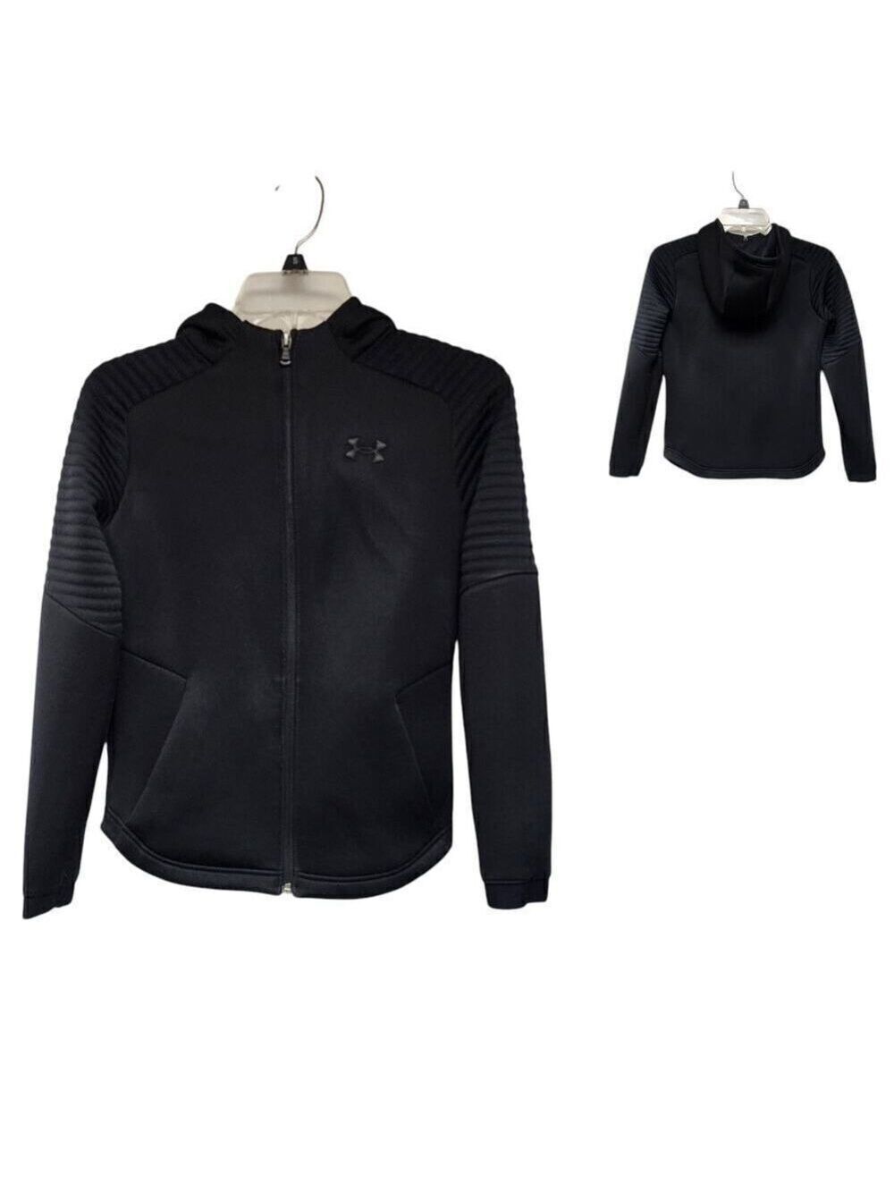 Under Armour Boys Hoodie Jacket Full Zip Long Sleeve Youth Medium Black